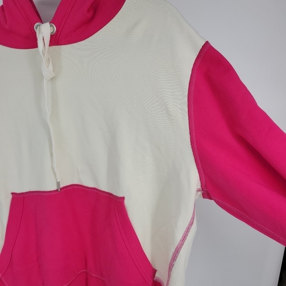 Rag & Bone Women 100% Cotton Shrunken Colorblock Hoodie Bright Rose Size M - Picture 12 of 14